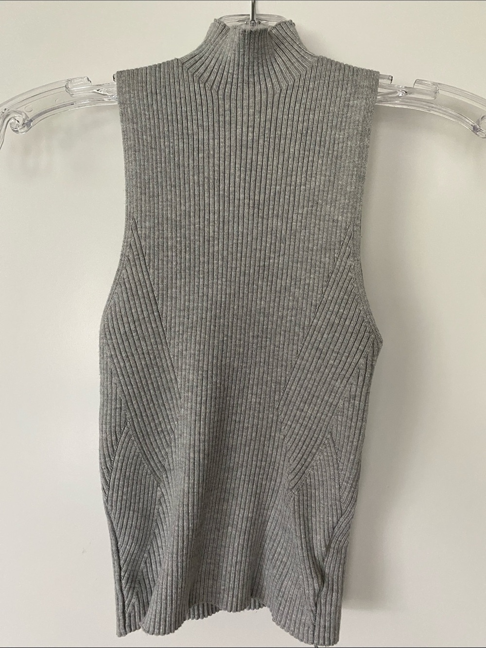 Petal & Pup Soft Stretchy Ribbed Knit Sleeveless Mock Neck Tank Heather Gray S/M